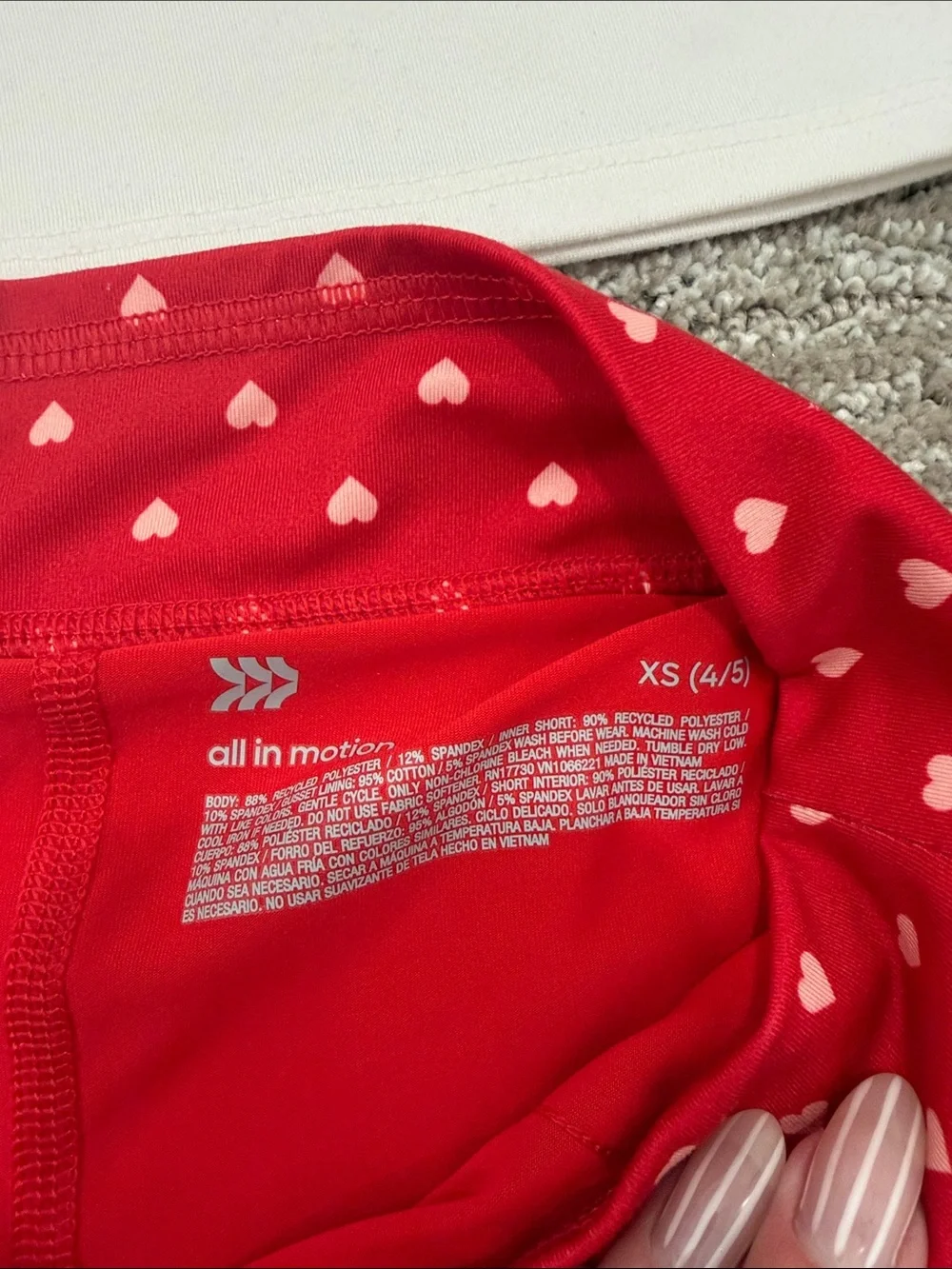 all in motion White Tee & Red Heart Skirt Set